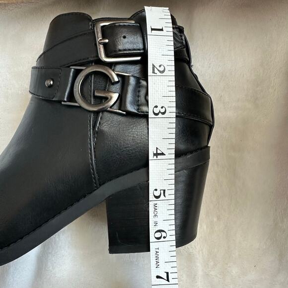 Guess Black Ankle Boots, Vegan Leather, Size 8 - Picture 10 of 11